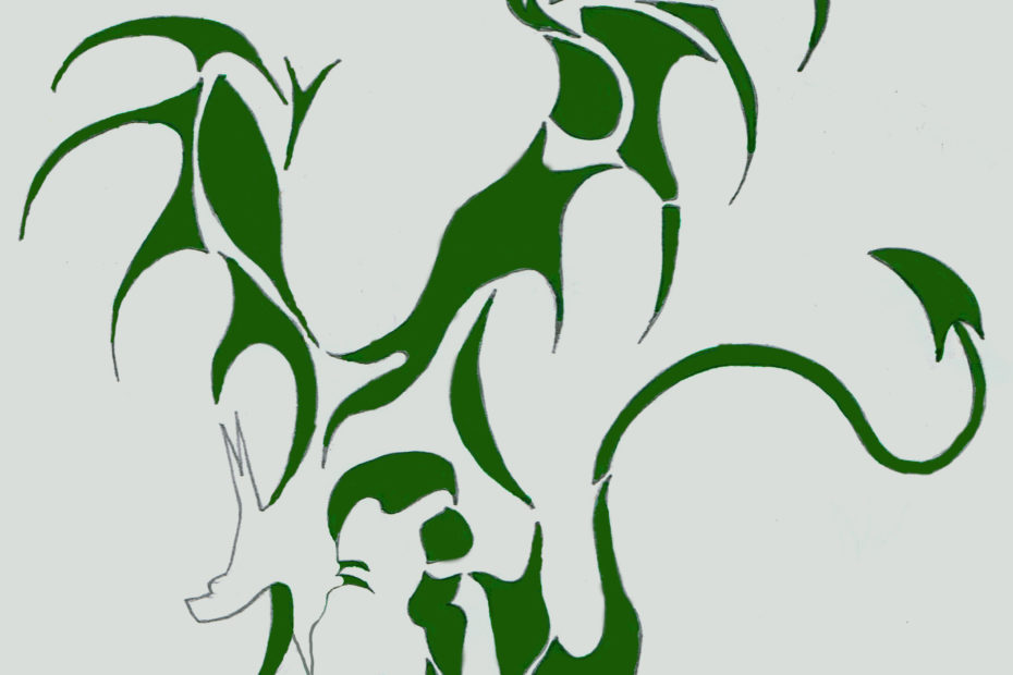 Wyvern, green on white background